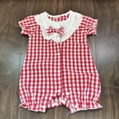 SHEIN ベビー服 女の子 赤チェック 半袖ロンパース