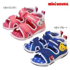 MIKI HOUSE 키즈 샌들 메쉬 매직 테이프