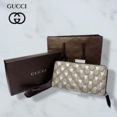 011 美品 GUCCI PVC 長財布 GGスプリーム ラウンドファスナー - メルカリ
