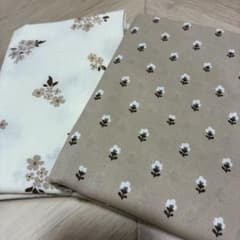 2点セット(白80cm+茶100cm) 花柄 ベージュ ブロード生地 北欧日本製のサムネイル
