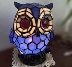 ふくろう型 ステンドグラス風ランプ モザイクランプ ステンドグラス フクロウ型 ランプ - メルカリ