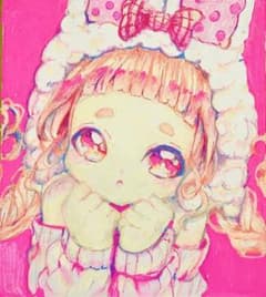 D*0様 手描き イラスト 原画 アナログ 色紙 女の子 萌え絵 一点物 創作のサムネイル
