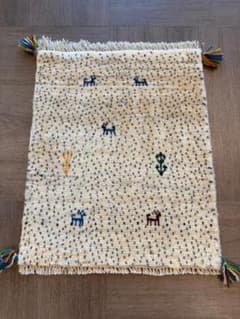 ギャッベ ペルシャ絨毯 56X43cm ギャベ 玄関マット 手織り ラグ 絨毯