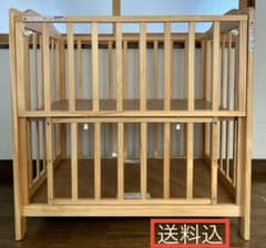 【美品　送料込】カトージ KATOJI ミニベビーベッド ハイタイプ ナチュラルのサムネイル