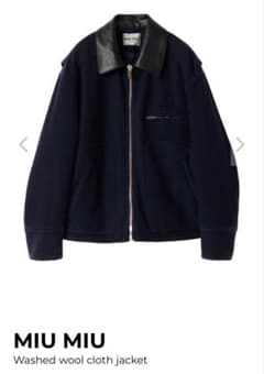 週末⭐︎新品⭐︎miu miu 2025aw ウール混 レザー襟 ブルゾン ネイビー ⭐︎新品⭐︎miu miu 2025aw ウール混 レザー襟 ブルゾン ネイビー