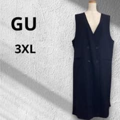 ◆GU 지유 롱 질레 베스트 네이비 예쁜 일 큰 사이즈