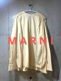 MARNI コットンブラウス 肩ギャザー クリームイエロー バックリボン 