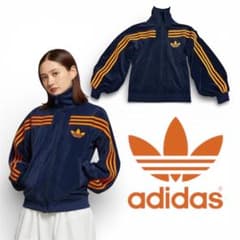 70s 復刻 adidas ベロア トラックジャケット ネイビー オレンジ - メルカリ