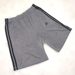 正規品 良品 adidas ハーフパンツ 3本ライン 杢グレー L