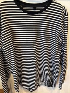 ユニクロストライプ 長袖Tシャツ サイドスリット付きのサムネイル