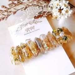 鉱石風ヘアクリップ(olive)№789　ドライフラワー　レジンのサムネイル