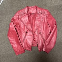 レザージャケット ライダース レッド M 短丈のサムネイル