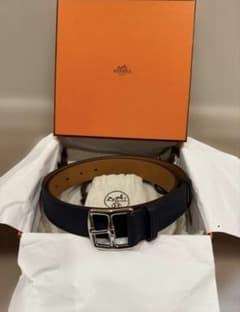HERMES エルメス　エトリヴィエール BELT ネイビー レザー ベルト85 HERMES エルメス エトリヴィエール BELT ネイビー レザー ベルト85
