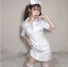 ナース服 ハート刺繍付き ホワイト フルセットのサムネイル
