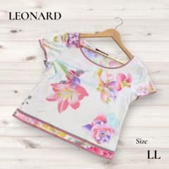 LEONARD レオナール 半袖カットソー Tシャツトリムライン 花柄 - メルカリ