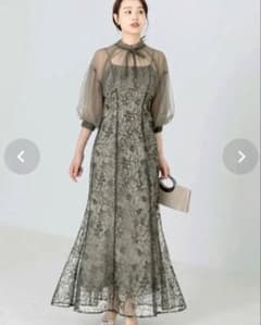 lejaリボン付きパフスリーブシアーボレロ刺繍レースマーメイドキャミ