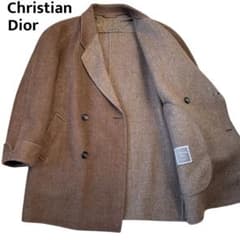 極美品 クリスチャンディオール ダブル ウールコート ブラウン 実質L