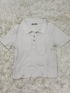 ZARA 半袖 リブ ポロシャツのサムネイル