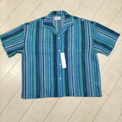 EMMA CLOTHES ストライプ柄 半袖シャツ ブルー系 Mサイズのサムネイル