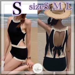 ◎　新品　バックリボン❤️　水着　リブニット生地　パットとりはずし可のサムネイル