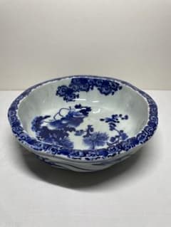 Blue and white porcelain bowl, ceramic, antique, Edo period.