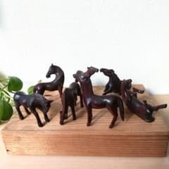 2026干支 午年 馬 7体 木彫り インテリア雑貨 置物 縁起物 レトロ