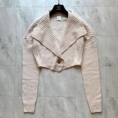 美品♡セリーヌ カシミヤ100% クロップド カーディガン ロゴボタン L