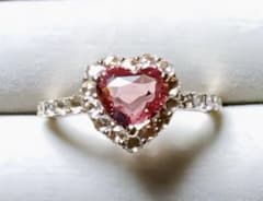 パパラチアサファイア ハート リング 0.937ct K18PG 13号 鑑別付 
