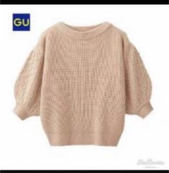 GU ジーユー ケーブル パフスリーブ セーター 試着のみのサムネイル