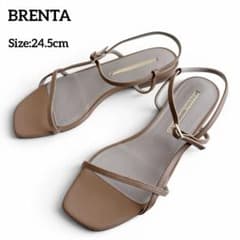 【美品】ブレンタ 39 サンダル イタリア製 茶 本革 レザー フラットのサムネイル