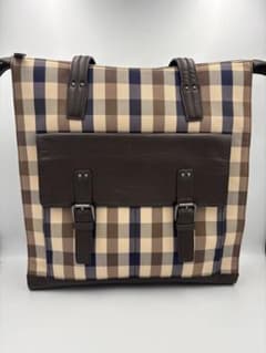 Aquascutum 高級チェックトート 美品本革のサムネイル