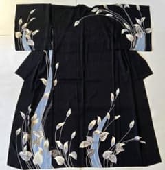 訪問着　付け下　絽　夏　正絹　黒　水色　変則縦絽　カラー　セール　希少　美品 訪問着 付け下 絽 夏 正絹 黒 水色 変則縦絽 カラー セール 希少 美品