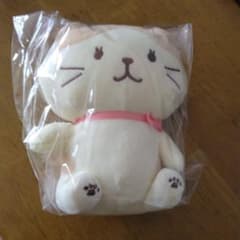 ふくふくにゃんこ猫 ぬいぐるみ ピンクのリボン付き