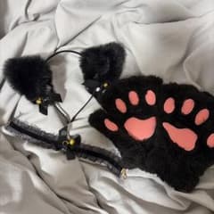 猫耳カチューシャ 肉球グローブ チョーカー 3点セットのサムネイル