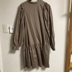 GU ティアードワンピース ブラウン 長袖 S