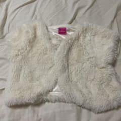 Disney PRINCESS Faux Fur Bolero, White, Size 120