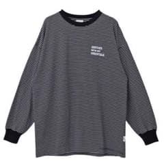ANME エンブロイダリーロゴボーダー 長袖Tシャツ ブラック M ボーダーのサムネイル