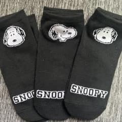 SNOOPY スヌーピー ソックス 3足セット ブラック　23〜25センチ①のサムネイル