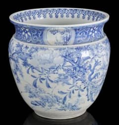 染付 青花 花鳥龍文 火鉢 植木鉢 大型 古陶磁 盆栽鉢 水鉢 アンティーク 染付 青花 花鳥龍文 火鉢 植木鉢 大型 古陶磁 盆栽鉢 水鉢