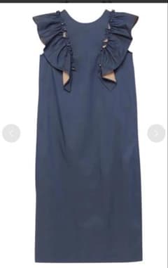 【eimy エイミー】ツートーンフリルロングワンピース （NAVY）のサムネイル