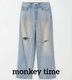 monkey time ディストレスト ライトオンス デニム バギーパンツ - メルカリ