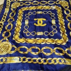 CHANEL スカーフ チェーン柄 ネイビー ゴールド - メルカリ