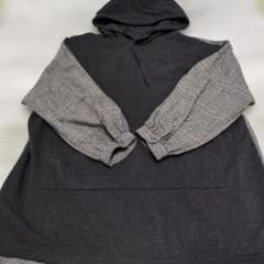フード付きグレー スウェットパーカーチュニックM.〜Lサイズ