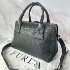 【美品】フルラ カプリッチョＳ 2way ハンドショルダーバッグ 黒 シボ革 美品】フルラ カプリッチョS 2way ハンドショルダーバッグ 黒 シボ革