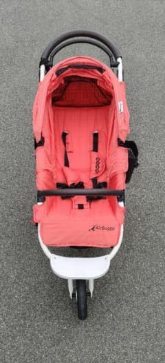 AirBuggy ベビーカー(コーラルオレンジ)マット、防寒マフ、レイン 