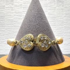 希少✨サンローラン ブレスレット ハート ラインストーン パール ゴールドのサムネイル