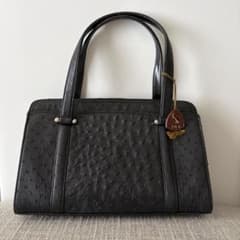 JRA認定 オーストリッチ ハンドバッグ ブラック レザー 上品 黒 - メルカリ