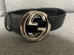 GUCCI インターロッキングG レザーベルト ブラックのサムネイル