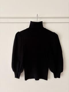 ZARA タートルネック リブニット パフスリーブ ブラック Mのサムネイル