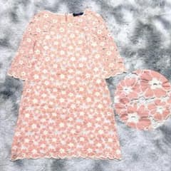 エムズグレイシー】花柄カットワークフレアワンピース 38 日本製